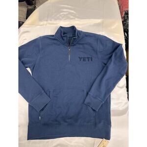 YETI Men’s Sweater | 1/4 zip pullover with kangaroo pocket. Size L Navy Blue